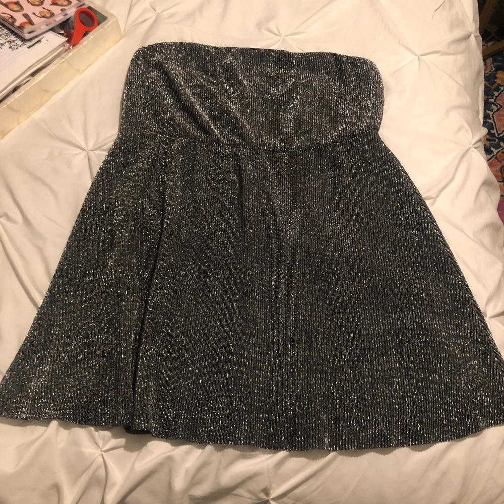 Strapless Black and Silver Mini Dress Size 1x